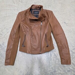 Marc New York Cognac Leather Moto Jacket